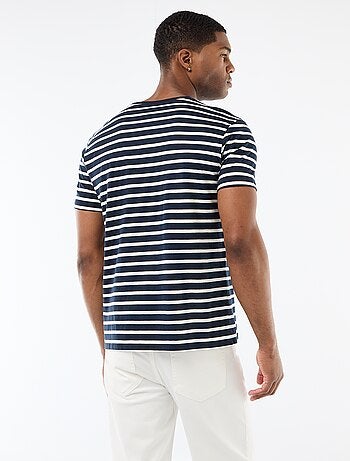 T-shirt homme en coton ray? marini?re ? col rond