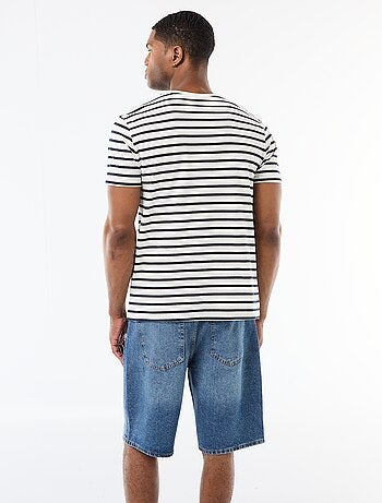 T-shirt homme en coton ray? marini?re ? col rond