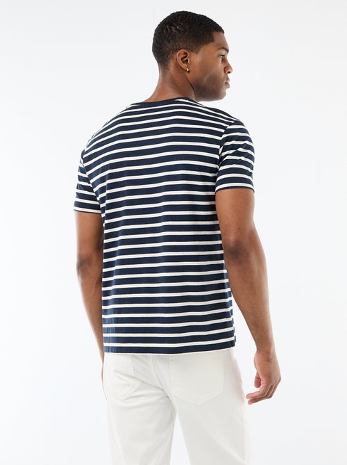 T-shirt homme en coton rayé à col rond - Kiabi T-shirt homme en coton rayé à col rond - Kiabi