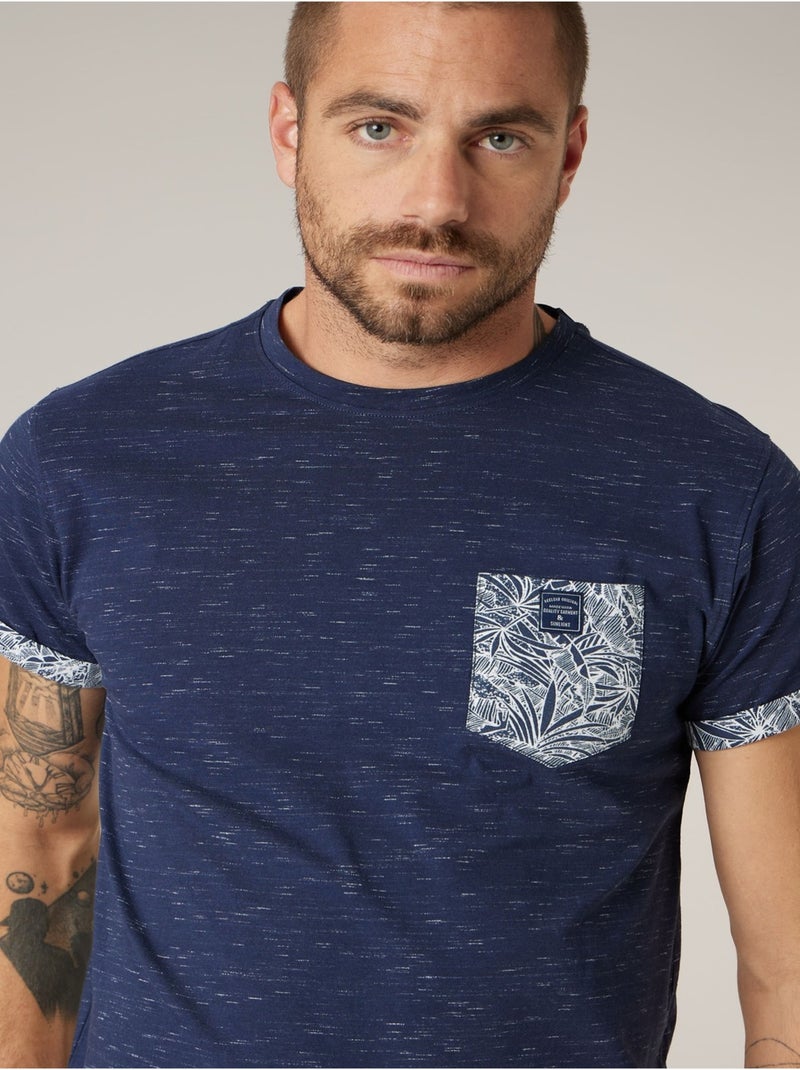 T-shirt homme en coton stretch 'Deeluxe' Bleu marine - Kiabi
