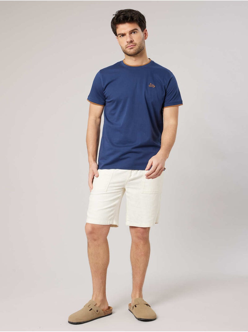 T-shirt homme en coton texturé 'Deeluxe' Bleu foncé - Kiabi