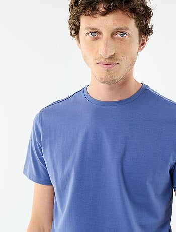 T-shirt uni en coton pour homme à col rond