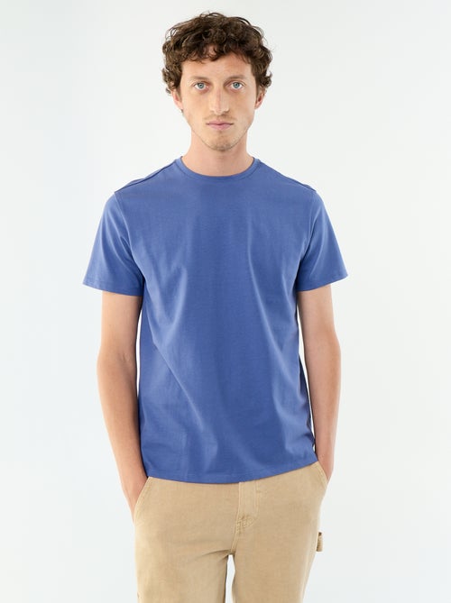 T-shirt homme en coton uni à col rond - Kiabi