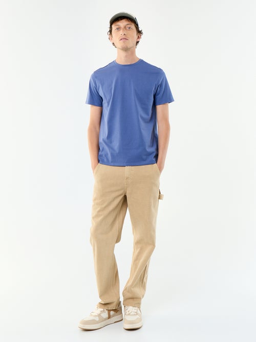 T-shirt homme en coton uni à col rond - Kiabi