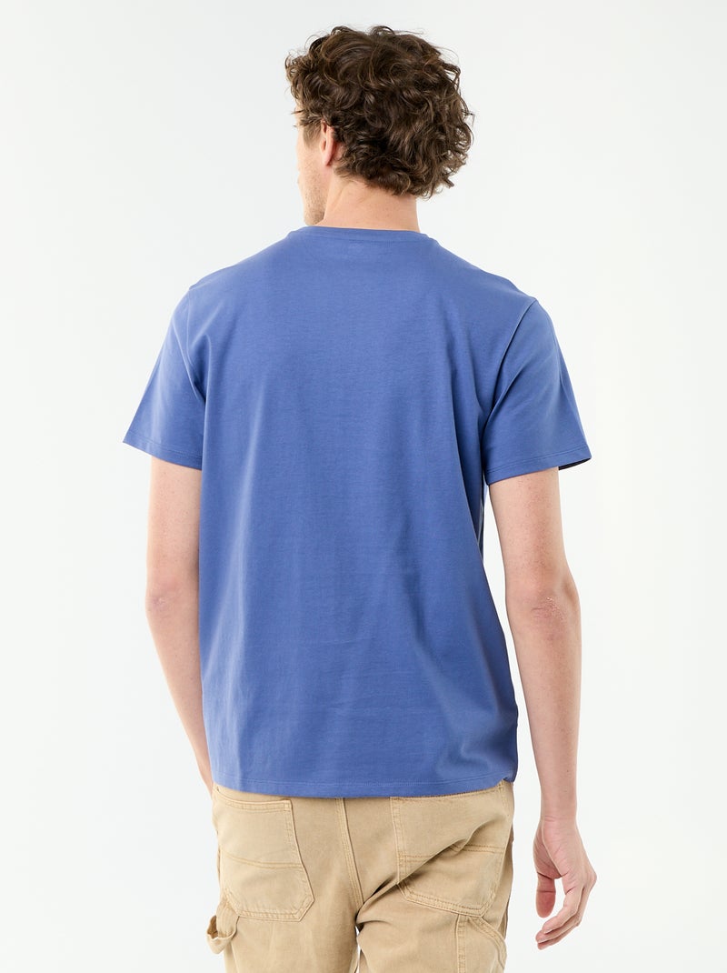 T-shirt homme en coton uni à col rond Bleu - Kiabi