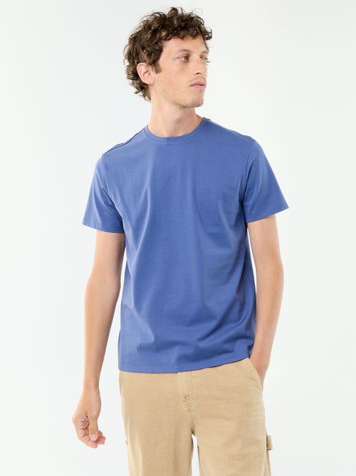 T-shirt homme en coton uni à col rond - Kiabi