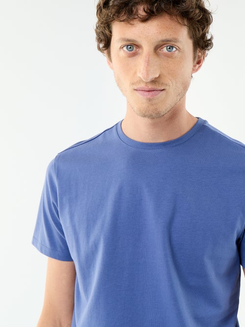 T-shirt homme en coton uni à col rond - Kiabi