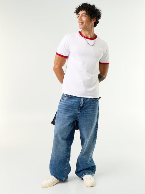 T-shirt homme en coton uni à col rond - Kiabi
