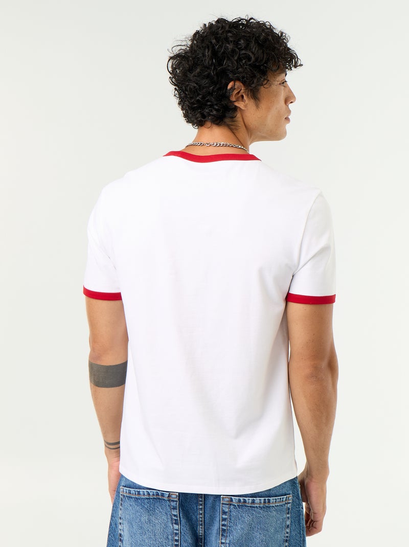 T-shirt homme en coton uni à col rond Rouge - Kiabi