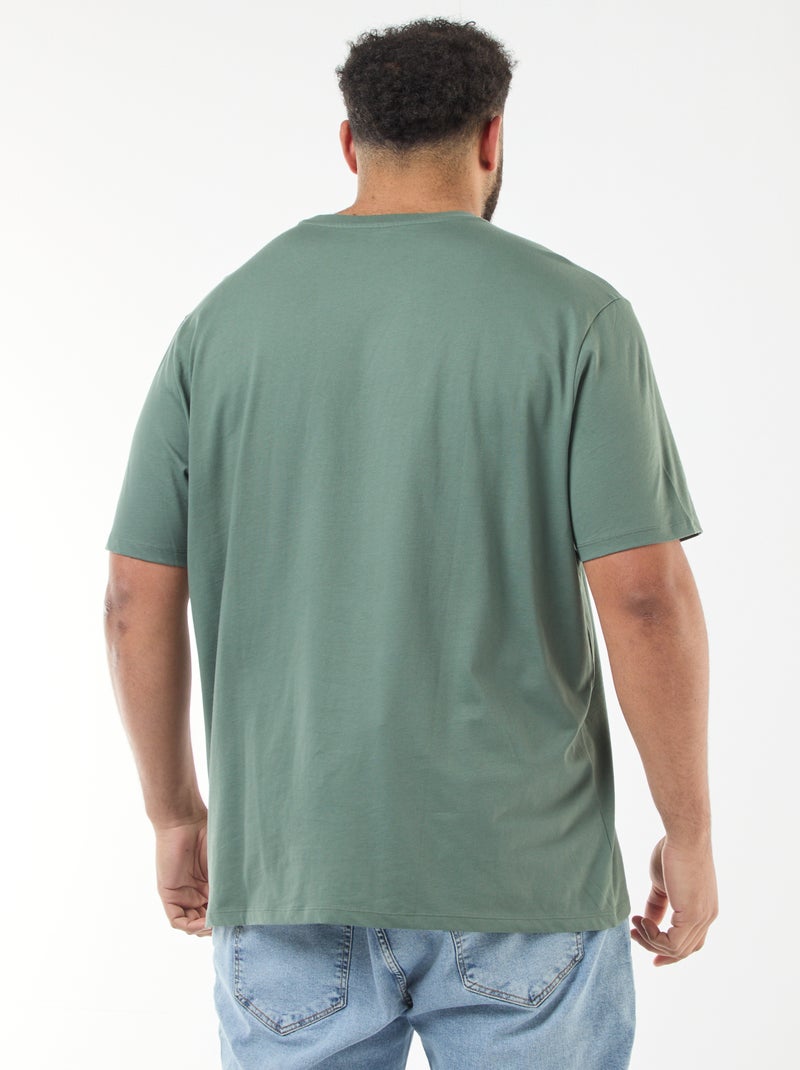 T-shirt homme en coton uni à col rond Vert - Kiabi