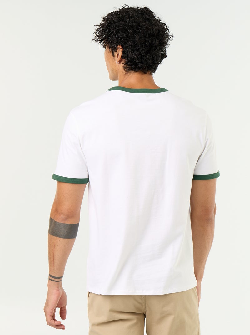 T-shirt Homme en coton uni à col rond Vert - Kiabi