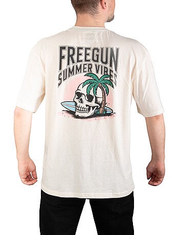 T-shirt homme en jersey 140gsm imprimé devant et dos vibes freegun