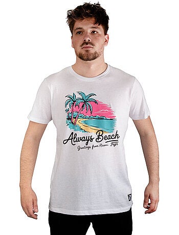 T-shirt homme en jersey 140GSM imprimé devant Hawaii Freegun