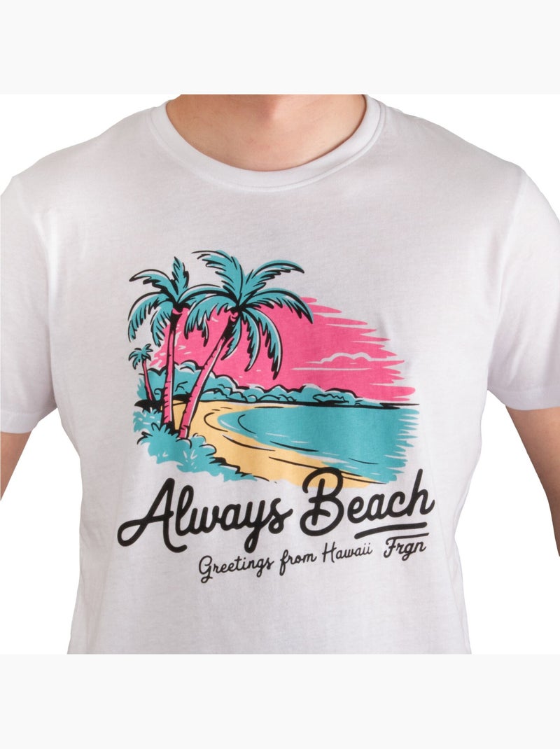 T-shirt homme en jersey 140GSM imprimé devant Hawaii Freegun Blanc - Kiabi