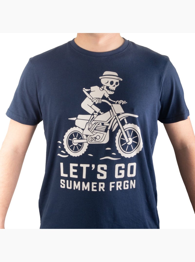 T-shirt homme en jersey 140GSM imprimé devant Let's Go Freegun Bleu - Kiabi