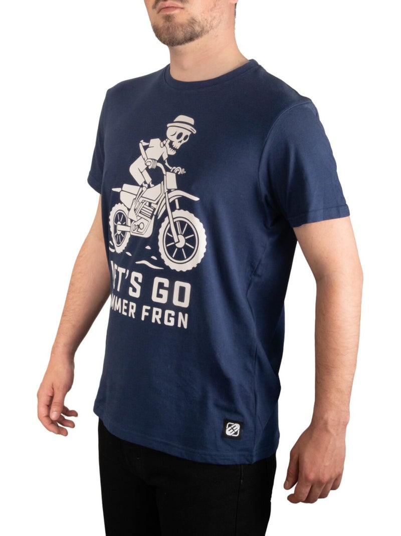 T-shirt homme en jersey 140GSM imprimé devant Let's Go Freegun Bleu - Kiabi