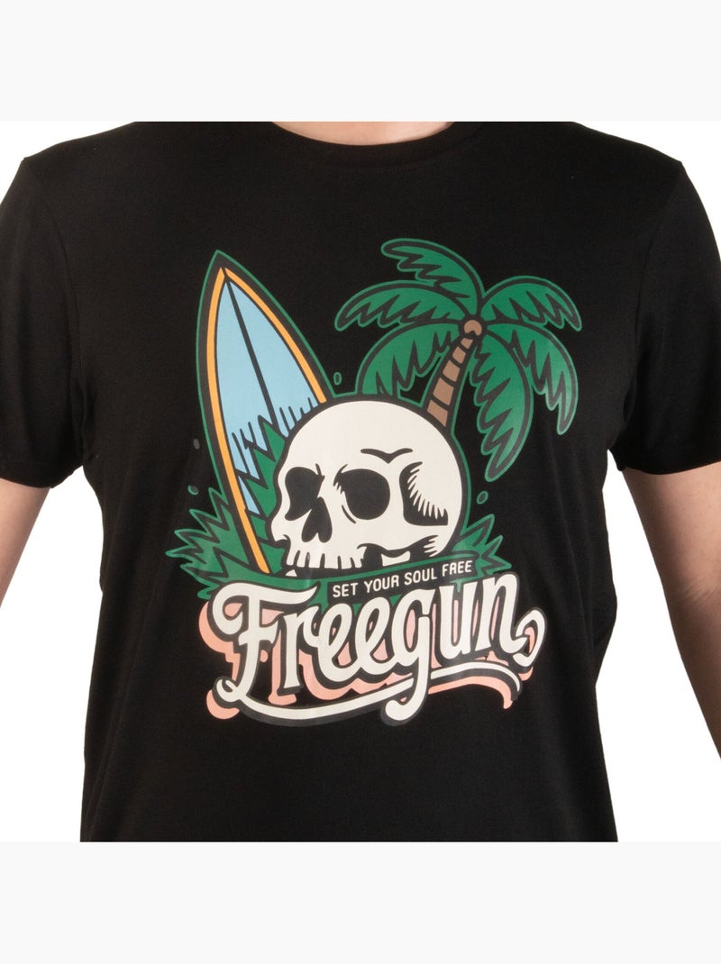 T-shirt homme en jersey 140GSM imprimé devant Soul Freegun Noir - Kiabi