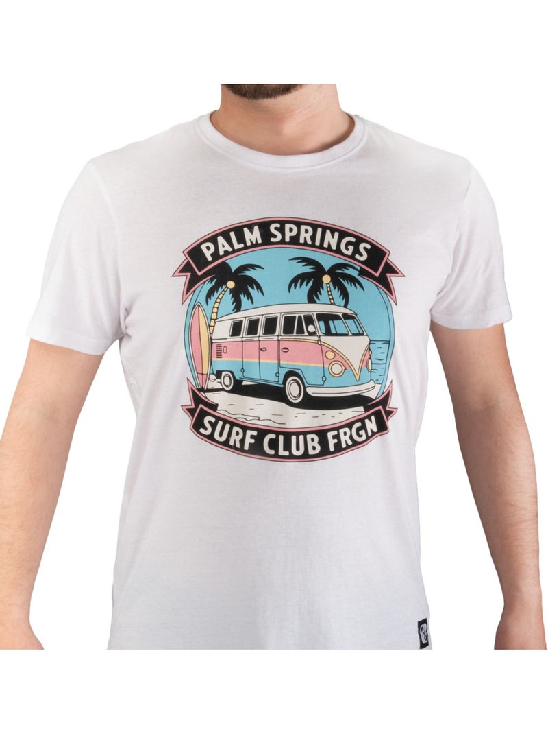 T-shirt homme en jersey 140GSM imprimé devant Van Freegun Blanc - Kiabi