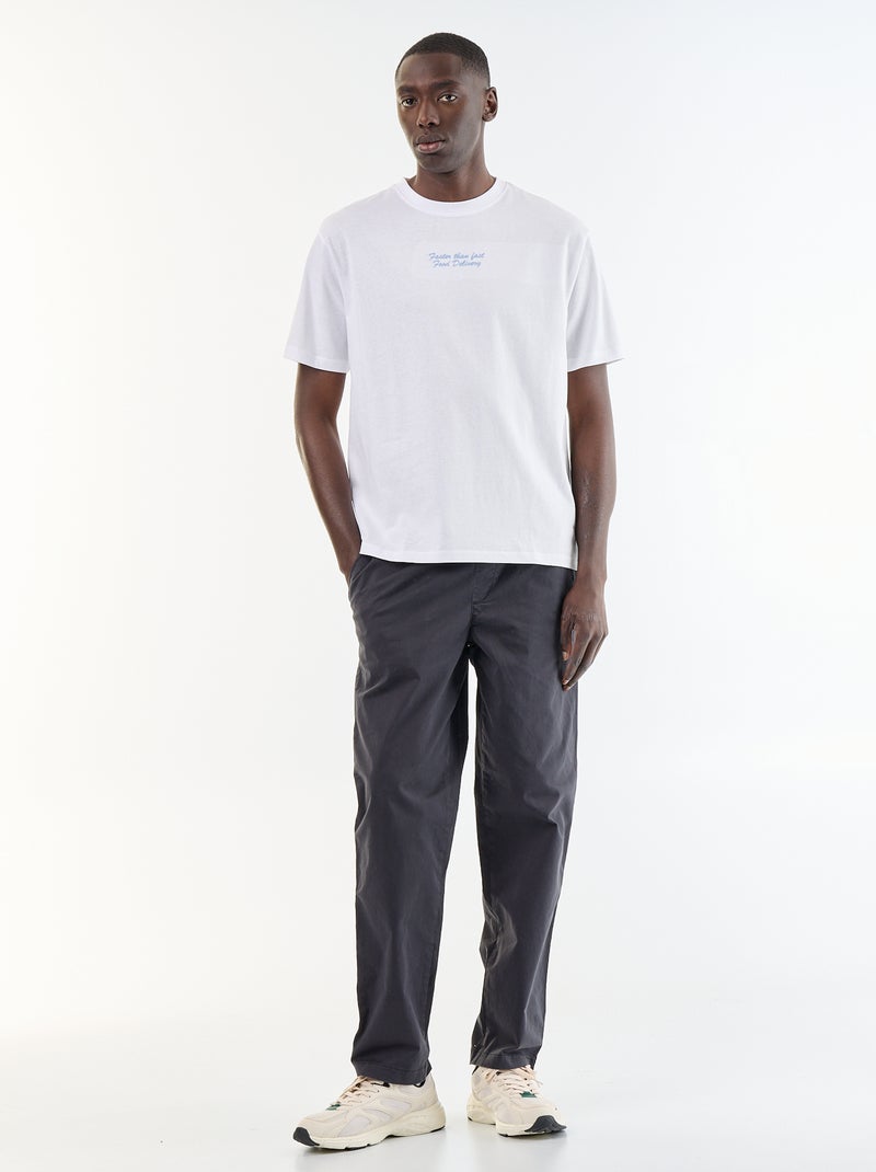 T-shirt homme en jersey à col rond Blanc - Kiabi
