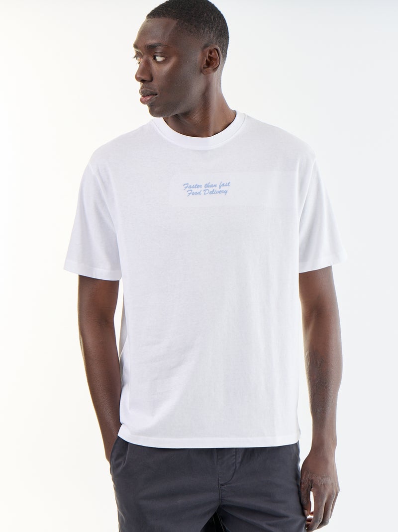 T-shirt homme en jersey à col rond Blanc - Kiabi