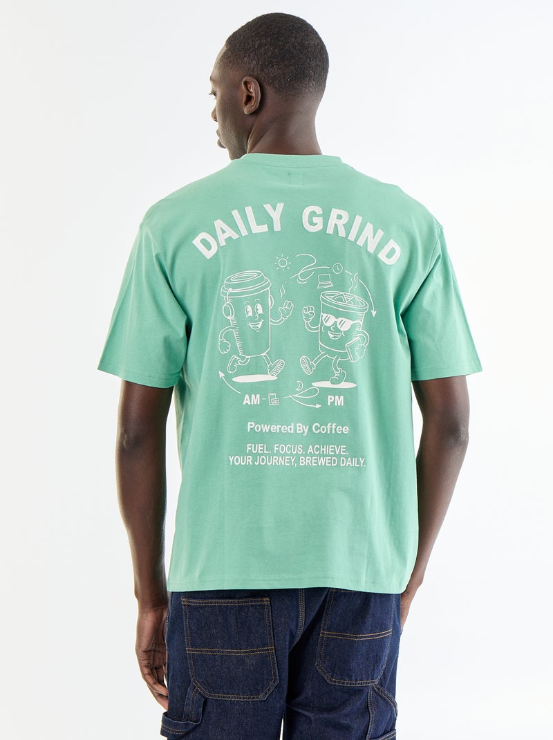 T-shirt homme en jersey à col rond Vert - Kiabi