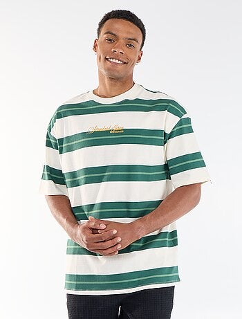 T-shirt homme en coton biologique à col rond et motif fantaisie