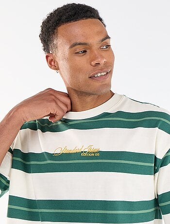 T-shirt homme en coton biologique à col rond et motif fantaisie