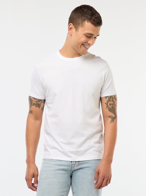 T-shirt homme en jersey de coton col rond coupe droite - Kiabi T-shirt homme en jersey de coton col rond coupe droite - Kiabi