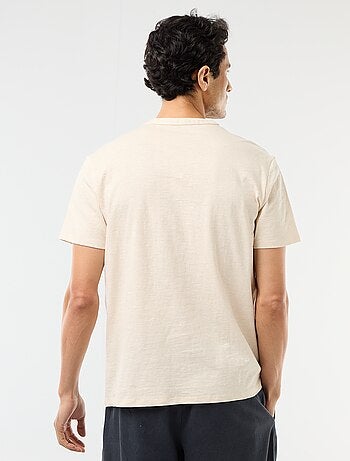 T-shirt homme en jersey flammé à col tunisien coupe regular