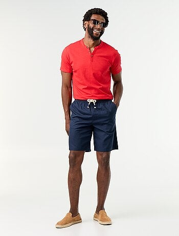 T-shirt homme en jersey flammé à col tunisien coupe regular