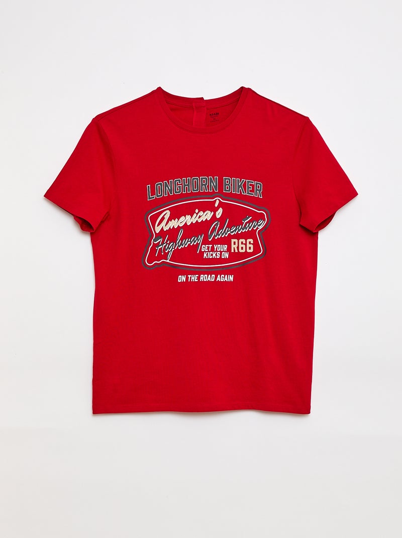 T-shirt homme en jersey imprim? ? col rond et ouverture dos Rouge - Kiabi