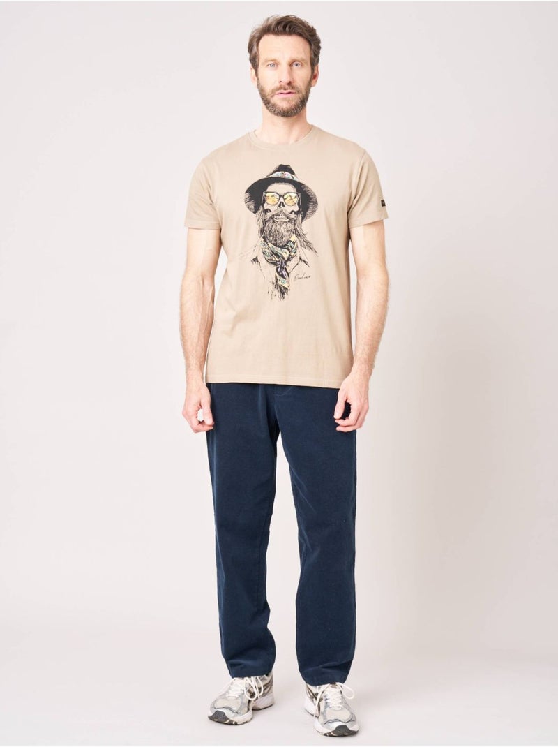 T-shirt homme imprimé crâne cowboy  'Deeluxe' Beige sable - Kiabi