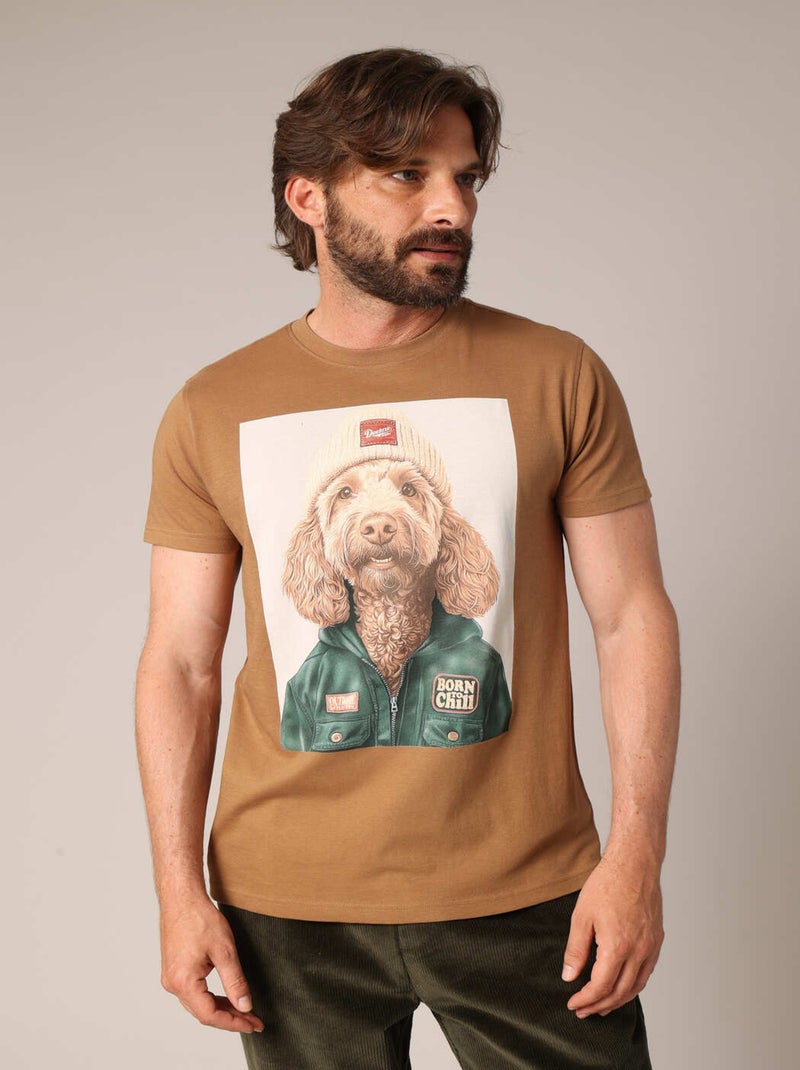 T-shirt homme imprimé original 100% coton 'Deeluxe' Marron clair - Kiabi