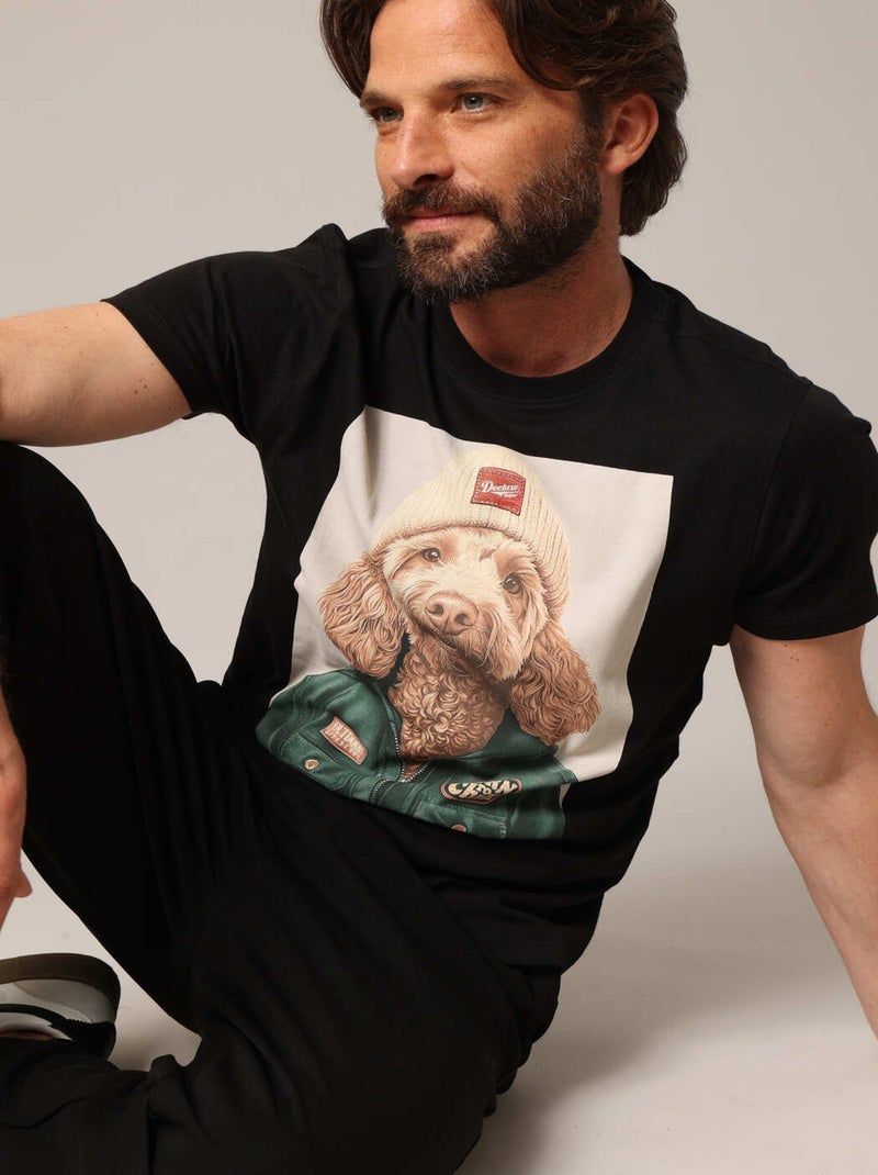 T-shirt homme imprimé original 100% coton 'Deeluxe' Noir - Kiabi
