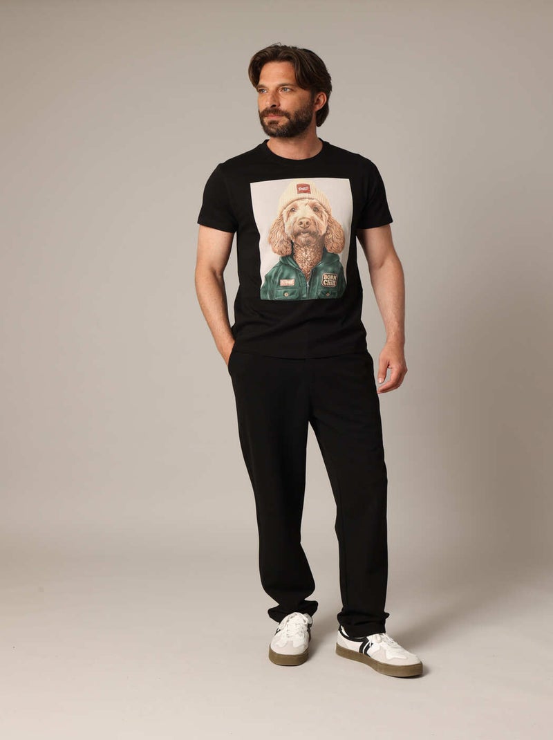 T-shirt homme imprimé original, 100 % coton 'Deeluxe' Noir - Kiabi