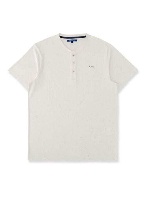 T-shirt Homme manches courtes blanc cassé col tunisien - Kiabi