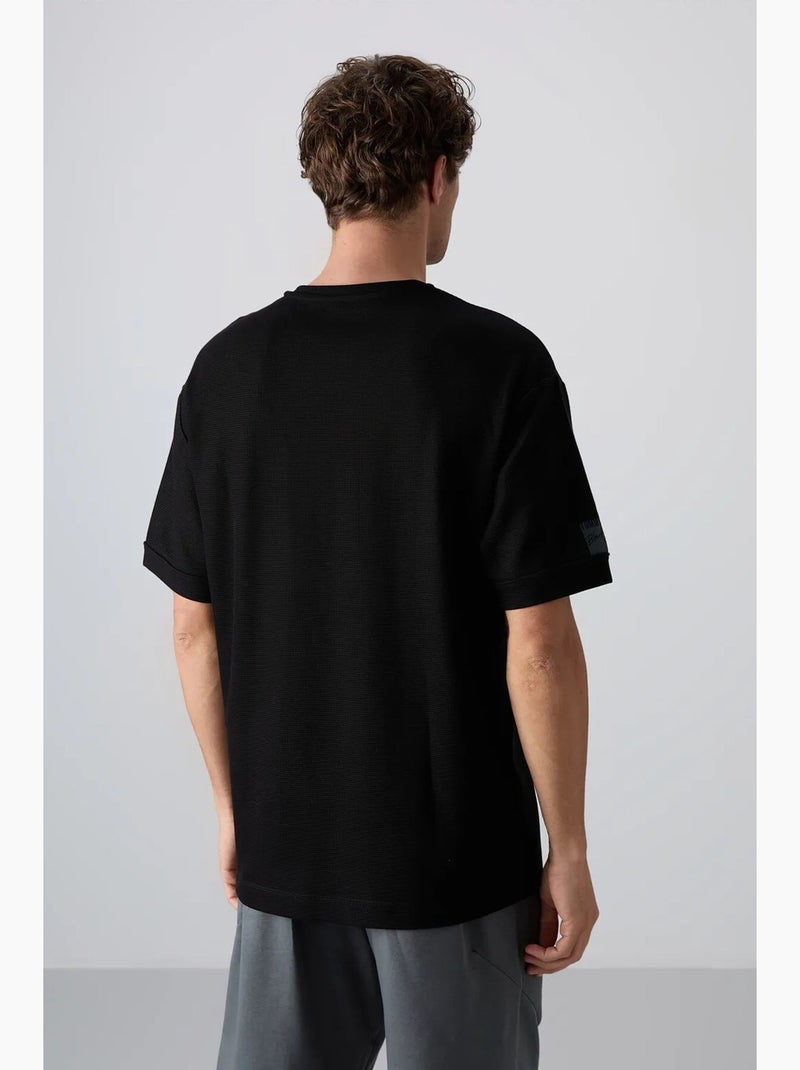 T-shirt homme oversize à col rond avec patch tommy Noir - Kiabi