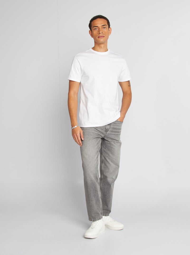 T-shirt homme regular en coton biologique à col rond Blanc - Kiabi