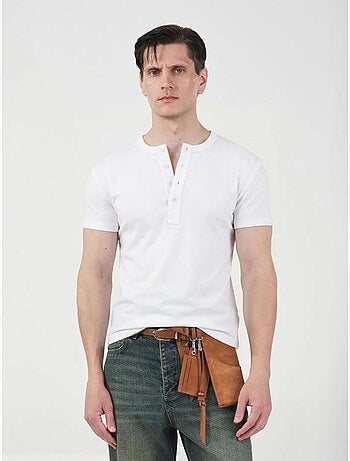 T-shirt homme slim en coton à col rond giesto