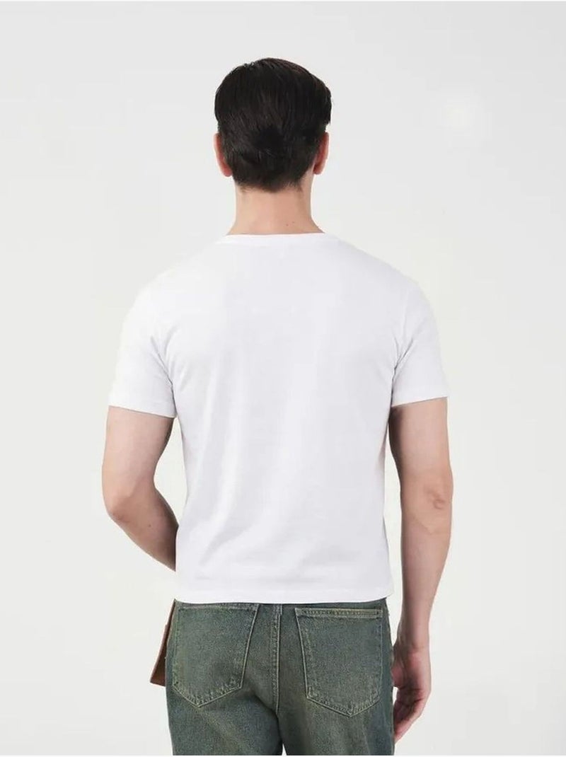 T-shirt homme slim en coton à col rond giesto Blanc - Kiabi