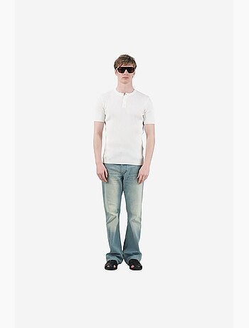 T-shirt homme texturé à col rond et bouton giesto