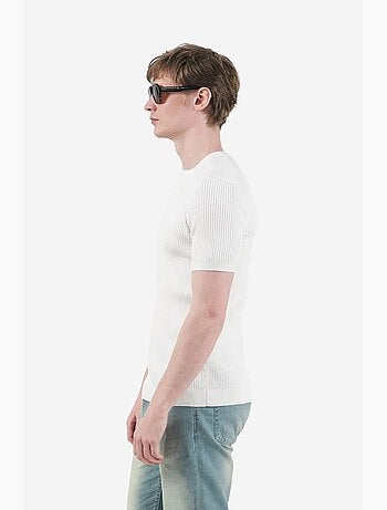 T-shirt homme texturé à col rond et bouton giesto