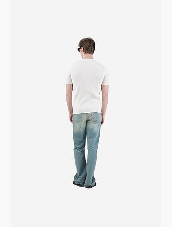 T-shirt homme texturé à col rond et bouton giesto