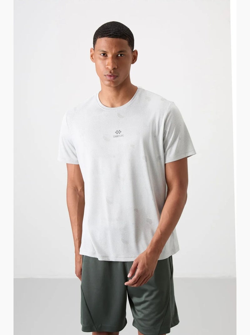 T-shirt homme uni à col rond, texture birdseye tommy Blanc cassé - Kiabi
