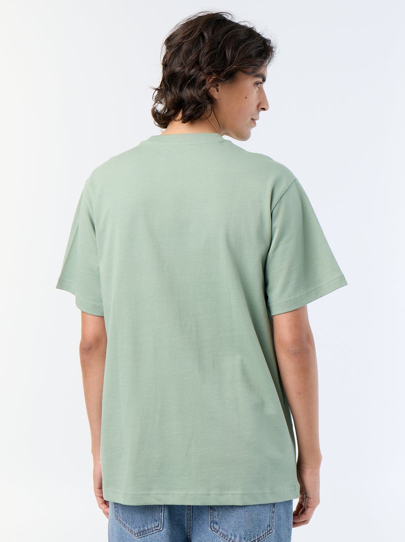 T-shirt homme uni à col rond Vert - Kiabi