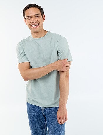 T-shirt homme uni à manches courtes et col rond