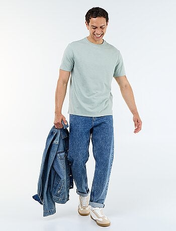 T-shirt homme uni à manches courtes et col rond