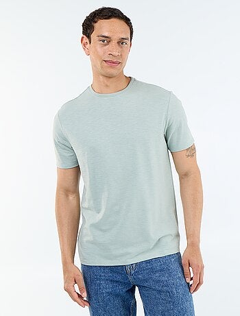 T-shirt homme uni à manches courtes et col rond
