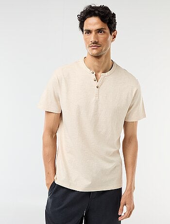 T-shirt homme uni à col tunisien