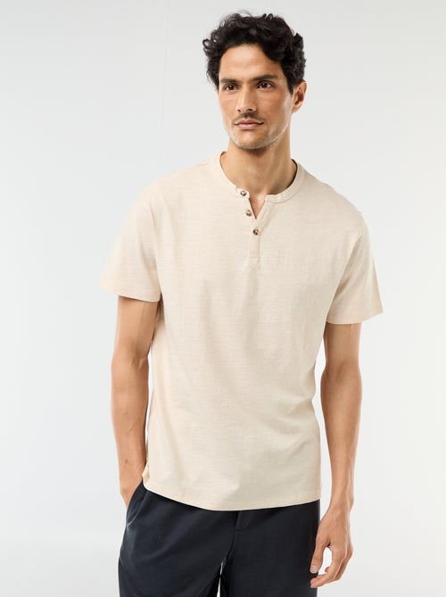 T-shirt homme uni à col tunisien - Kiabi